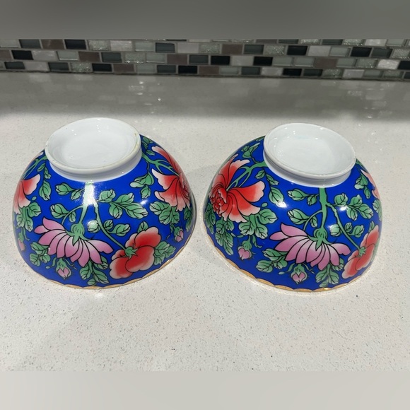 Floral Blue Ceramic Bowls/2pieces - Picture 6 of 7